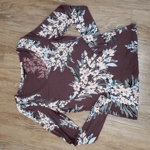 (S) RW&CO. Viscose Blend Floral Long Sleeved Lightweight T-Shirt Casual Classic
